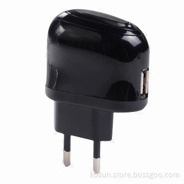 1A USB Charger with 3 AC Plugs to Select, Measures 71.6 x 32.5 x 51.5mm
